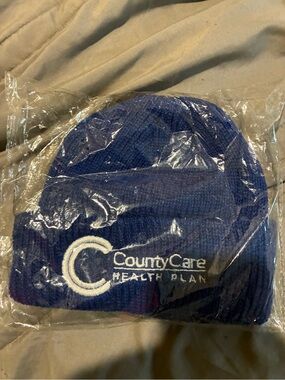 Navy Blue Knit Beanie Hat - Branded Winter Cap